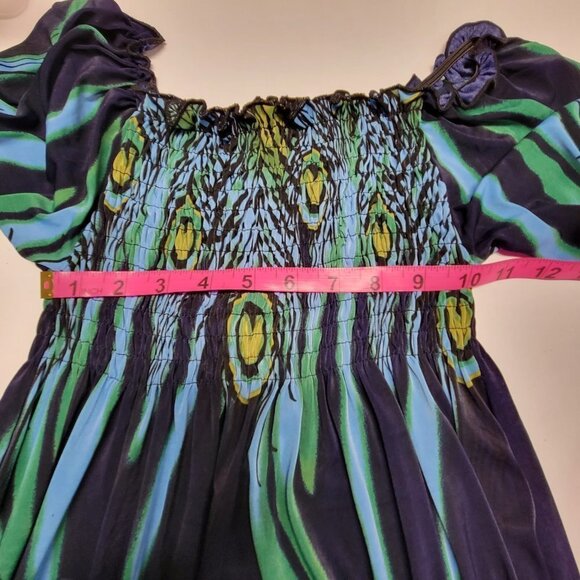 Long Sleeve Maxi Dress Peacok Motif Long Dress - One Size Fits Most- NEW ! - Picture 12 of 12